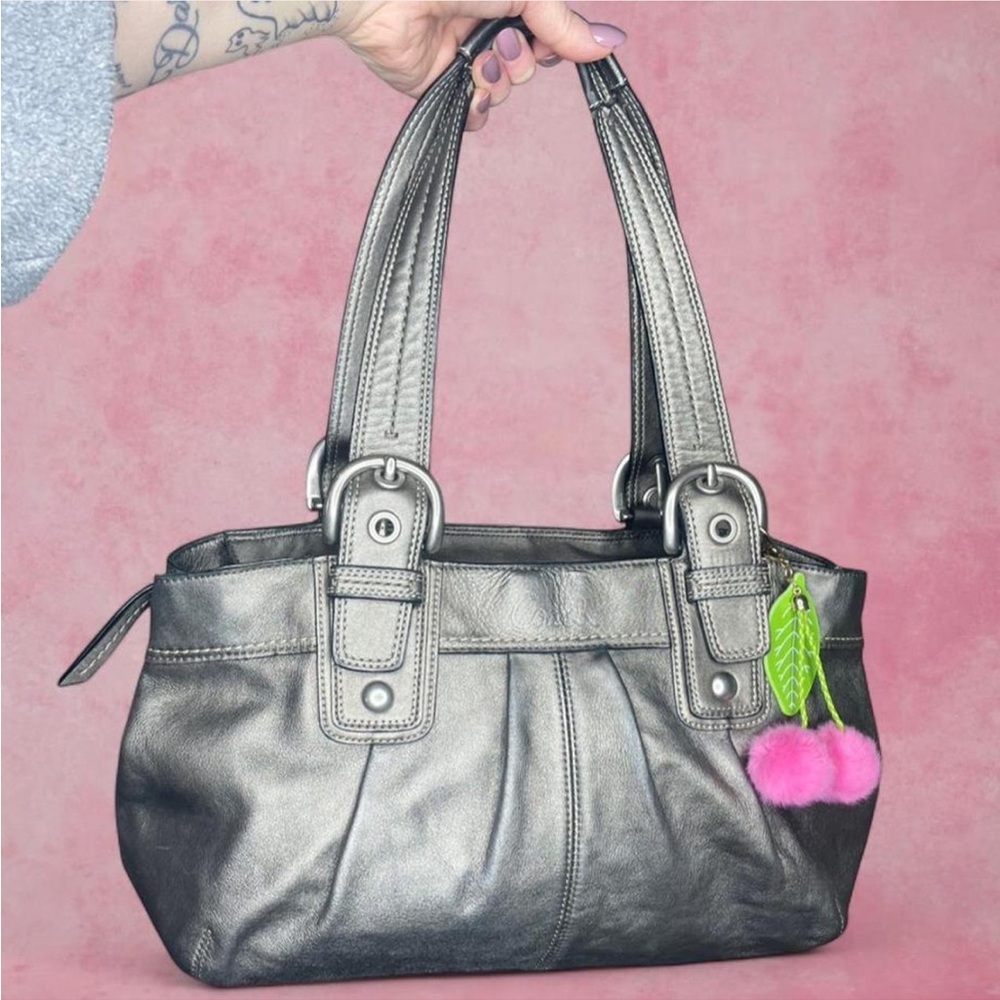Coach SoHo Vintage Y2K Bronze Leather Pleated Satchel